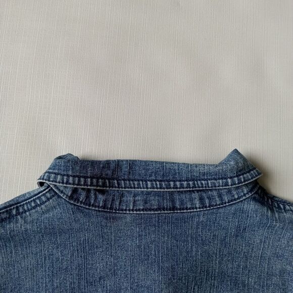 Alfred Dunner Blue Button Front Embroidered Hem Denim Jacket Women's Size 14 - Picture 6 of 13